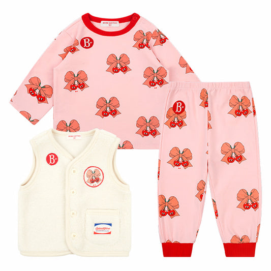 BEBE DE PINO All over ribbon cherry baby loungewear set