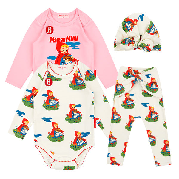 BEBE DE PINO All over garden girl baby bodysuit set