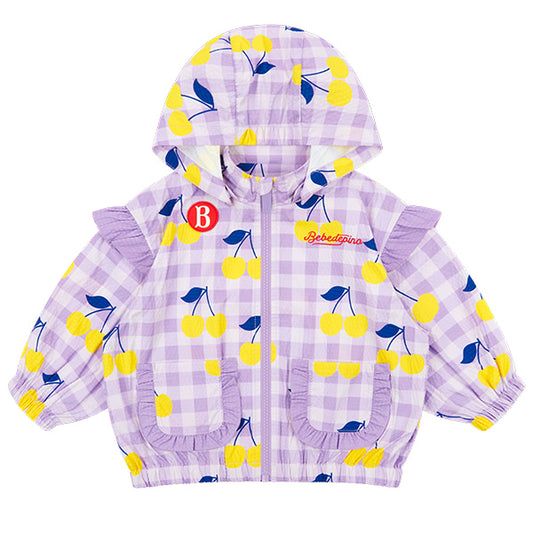 BEBE DE PINO All over check cherry baby ruffle windbreaker