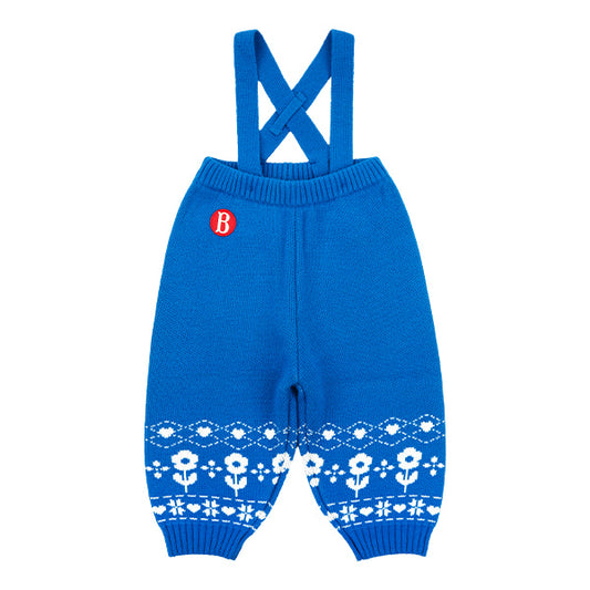 BEBE DE PINO Flower duck baby nordic sweater suspender pants