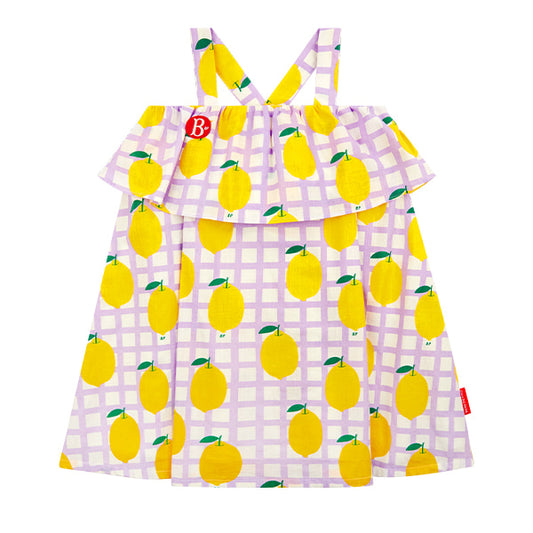 BEBE DE PINO All Over Checked Lemon Sleeveless Dress