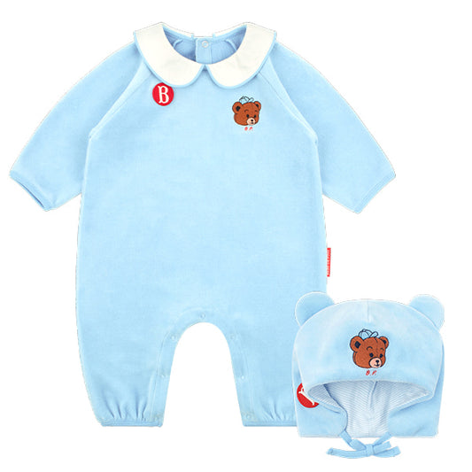 BEBE DE PINO Play bear newborn velour overall set