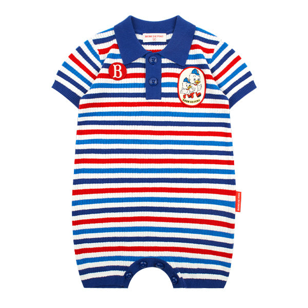 BEBE DE PINO Beans bros baby stripe sweater overall