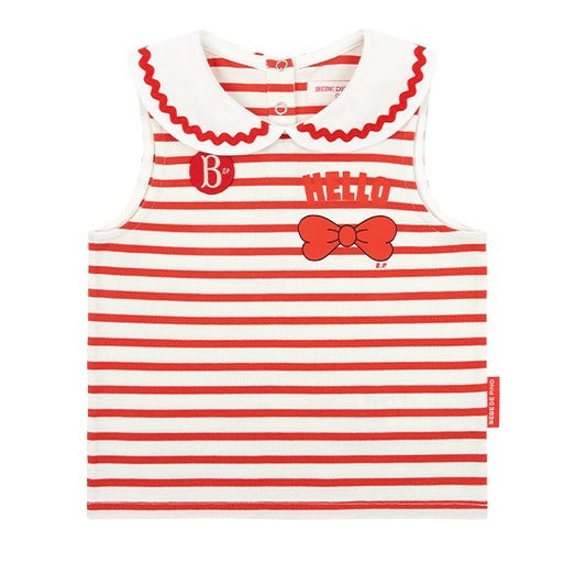 BEBE DE PINO Hello ribbon baby stripe sleeveless tee