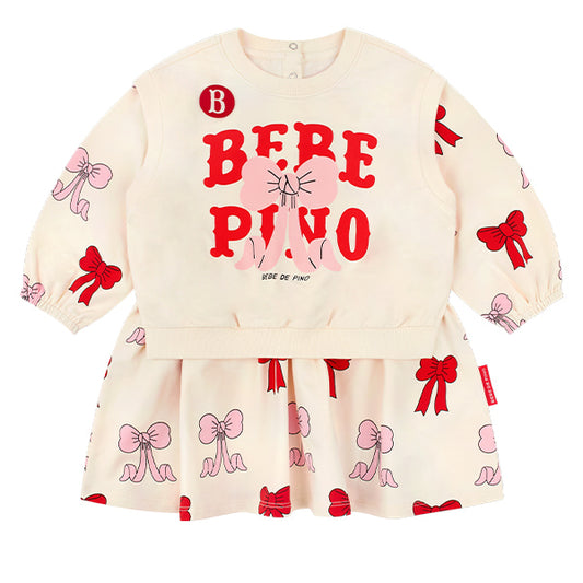 BEBE DE PINO All over puff ribbon baby layered dress
