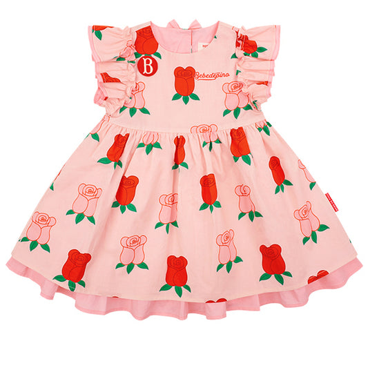 BEBE DE PINO All over rose baby frill dress