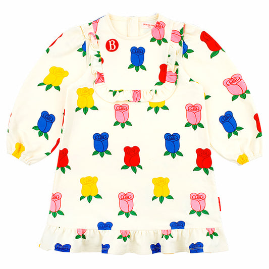 BEBE DE PINO All over colorful rose ruffle dress