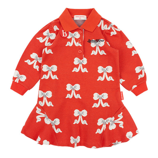 BEBE DE PINO All over puff ribbon baby jacquard dress