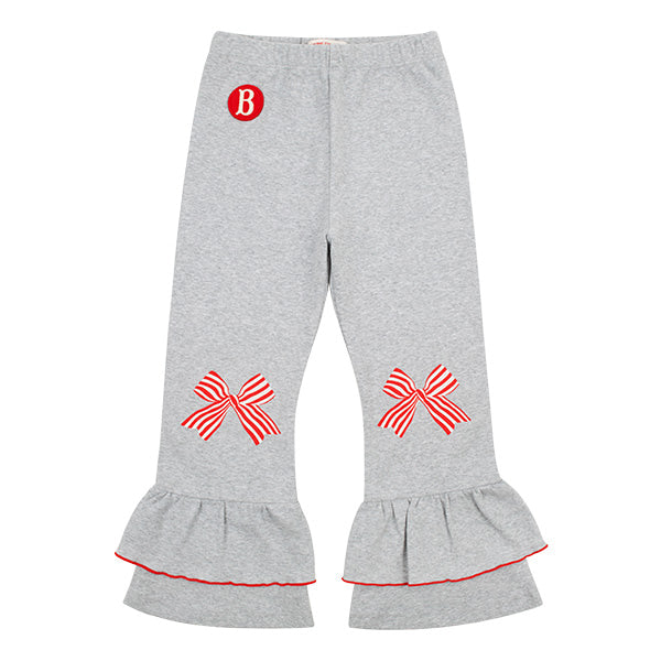 BEBE DE PINO Stripe ribbon boots cut frill leggings