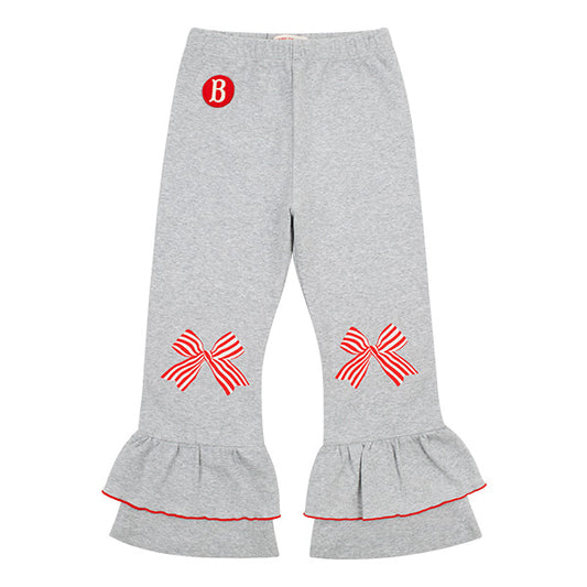 BEBE DE PINO Stripe ribbon boots cut frill leggings