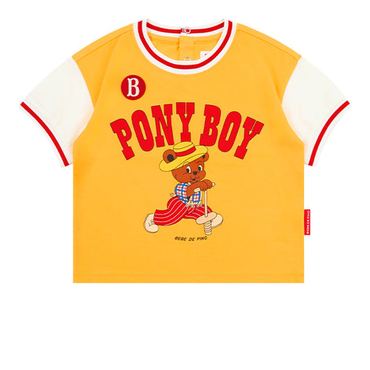 BEBE DE PINO Pony boy baby color block short sleeve teeBP62TR119