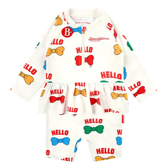 BEBE DE PINO All over hello ribbon baby ruffle swimsuit