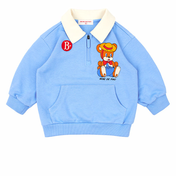 BEBE DE PINO Benny bear baby half zip up sweatshirt