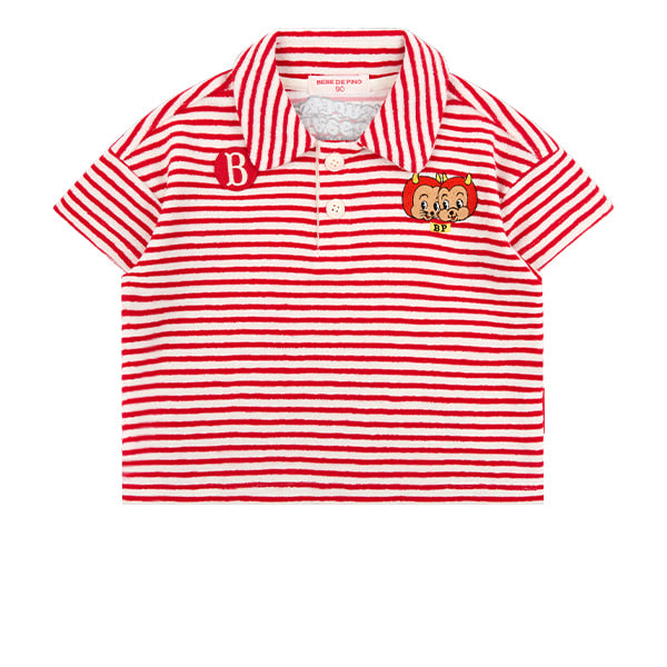 BEBE DE PINO Little demons baby stripe terry short sleeve tee