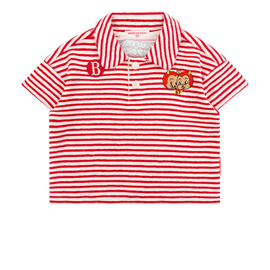 BEBE DE PINO Little demons baby stripe terry short sleeve tee