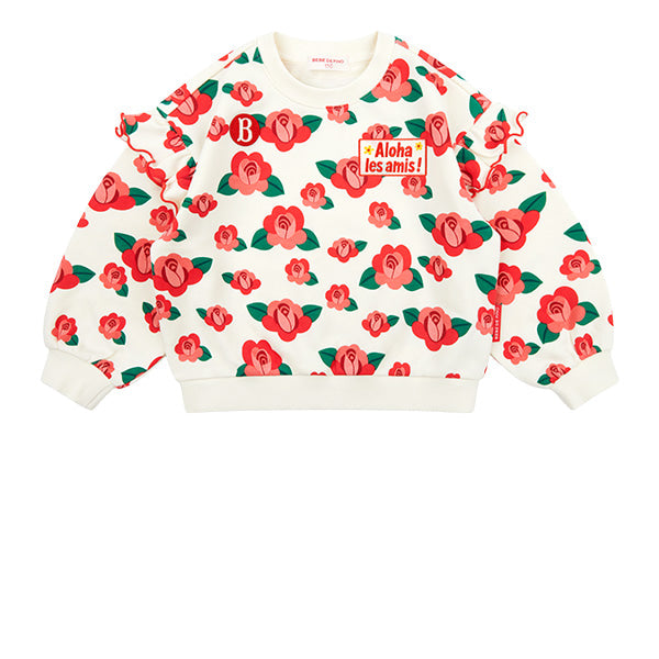BEBE DE PINO All over camellia frill sweatshirt