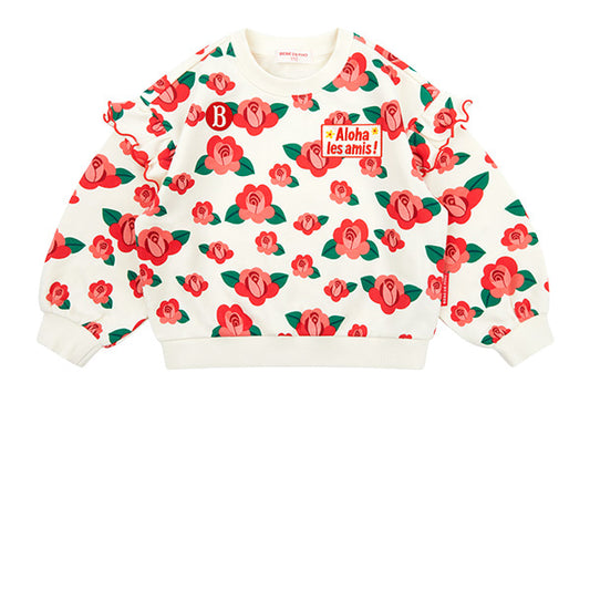 BEBE DE PINO All over camellia frill sweatshirt