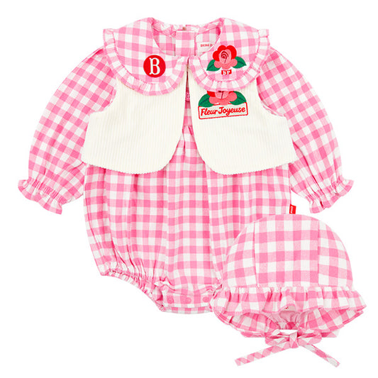 BEBE DE PINO Camellia baby check puff bodysuit set