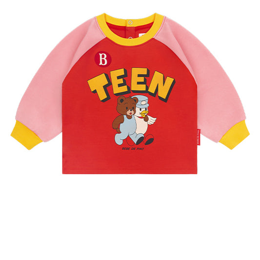 BEBE DE PINO Teen friends baby color block raglan tee