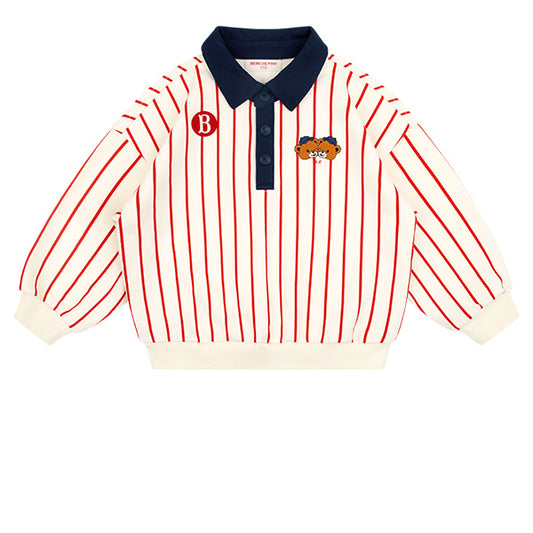 BEBE DE PINO Twin bears stripe collar sweatshirt