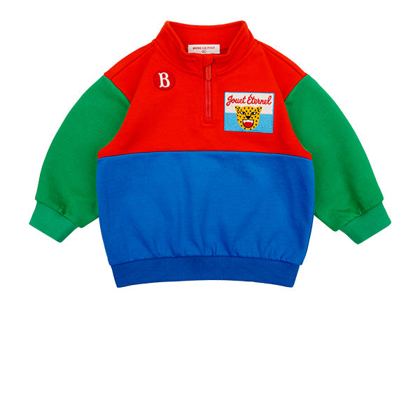 BEBE DE PINO Leopard baby color block sweatshirt