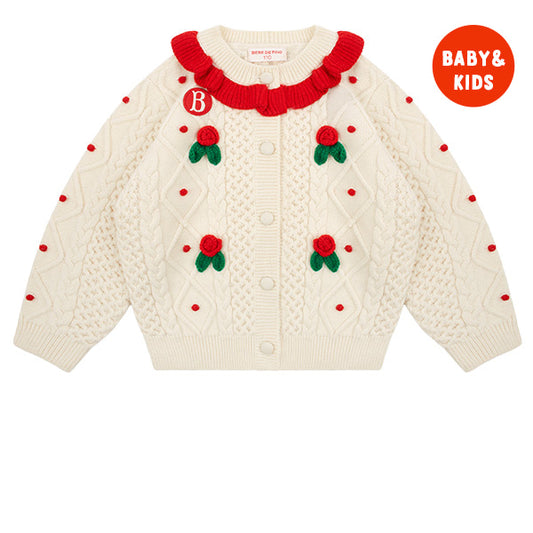 BEBE DE PINO Rose frill sweater cardigan