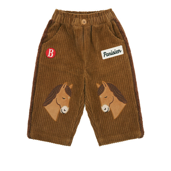 BEBE DE PINO Pony baby applique corduroy pants