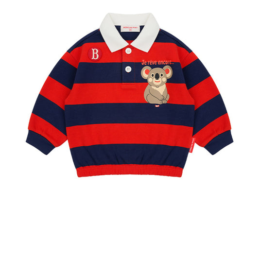 BEBE DE PINO Koala baby stripe pique collar tee
