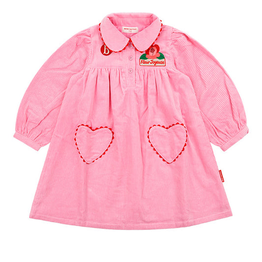 BEBE DE PINO Camellia heart pocket corduroy dress