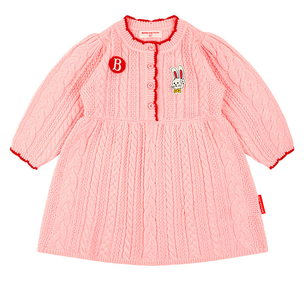 BEBE DE PINO Ribbon bunny baby cable sweater dress