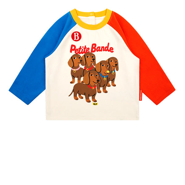 BEBE DE PINO Dachshunds baby color block raglan tee