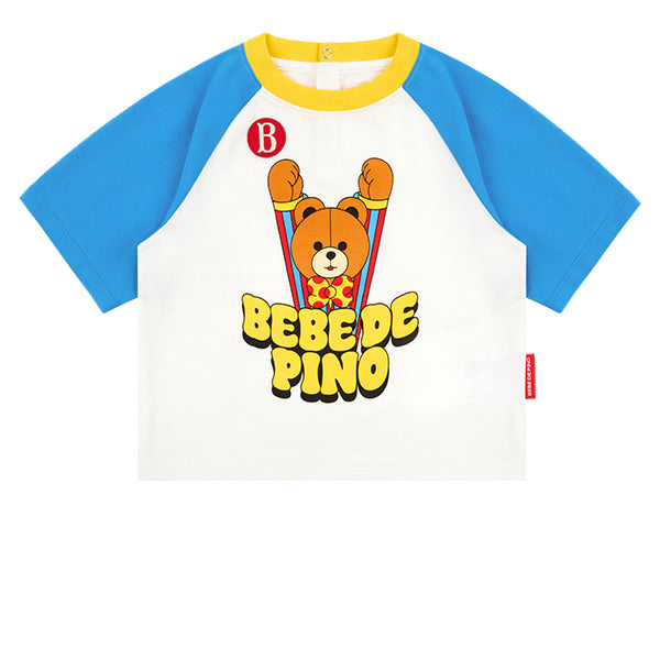 BEBE DE PINO Groovy bear baby raglan three quarter sleeve tee