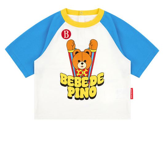 BEBE DE PINO Groovy bear baby raglan three quarter sleeve tee