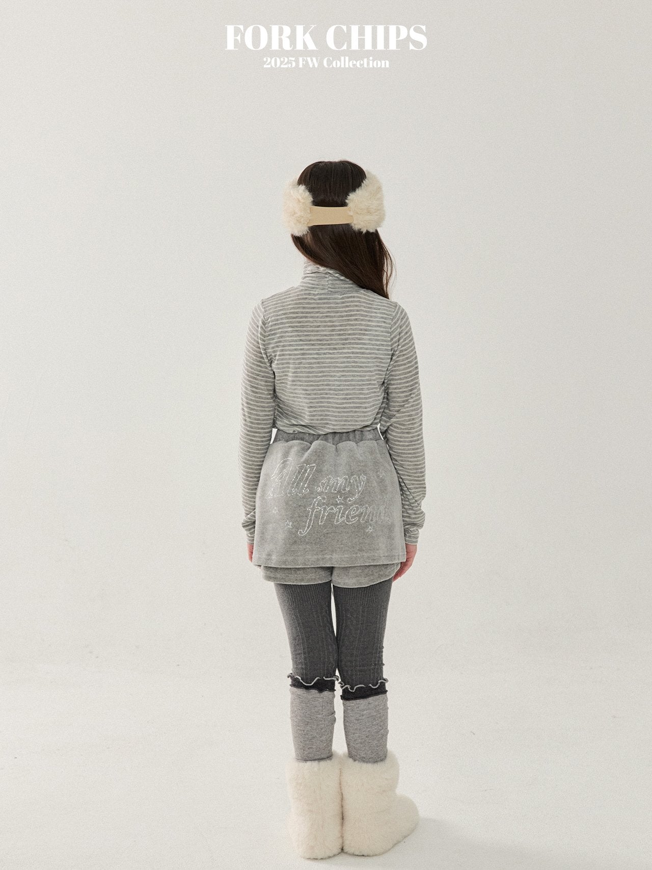 FORK CHIPS Friends velour skort