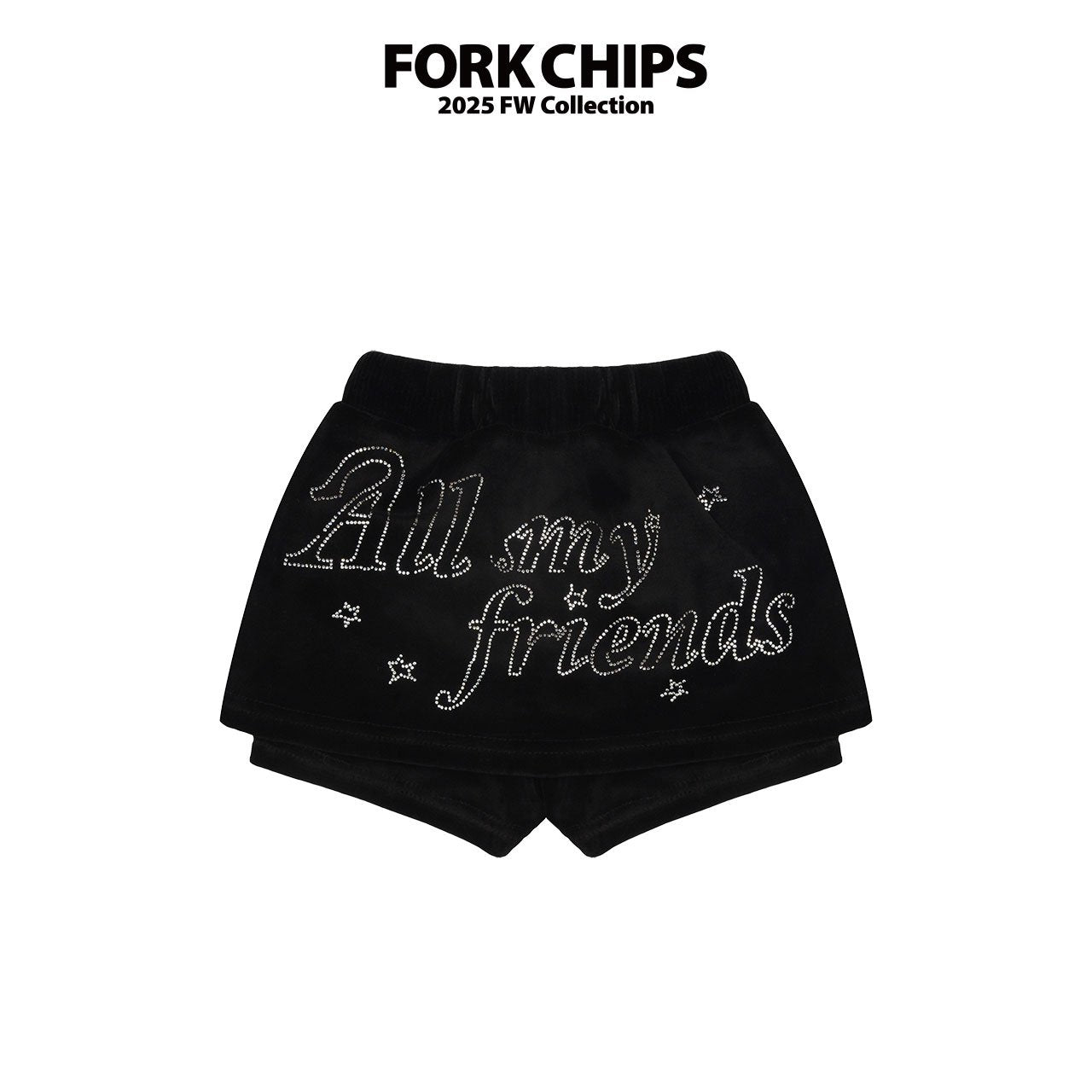 FORK CHIPS Friends velour skort