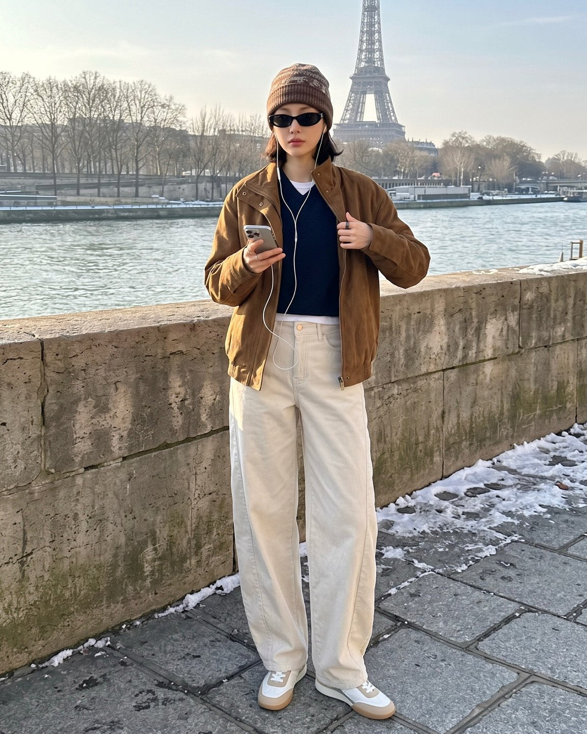 MOMS WEAR HOWLUK Corduroy curved pants (Fleece inside)