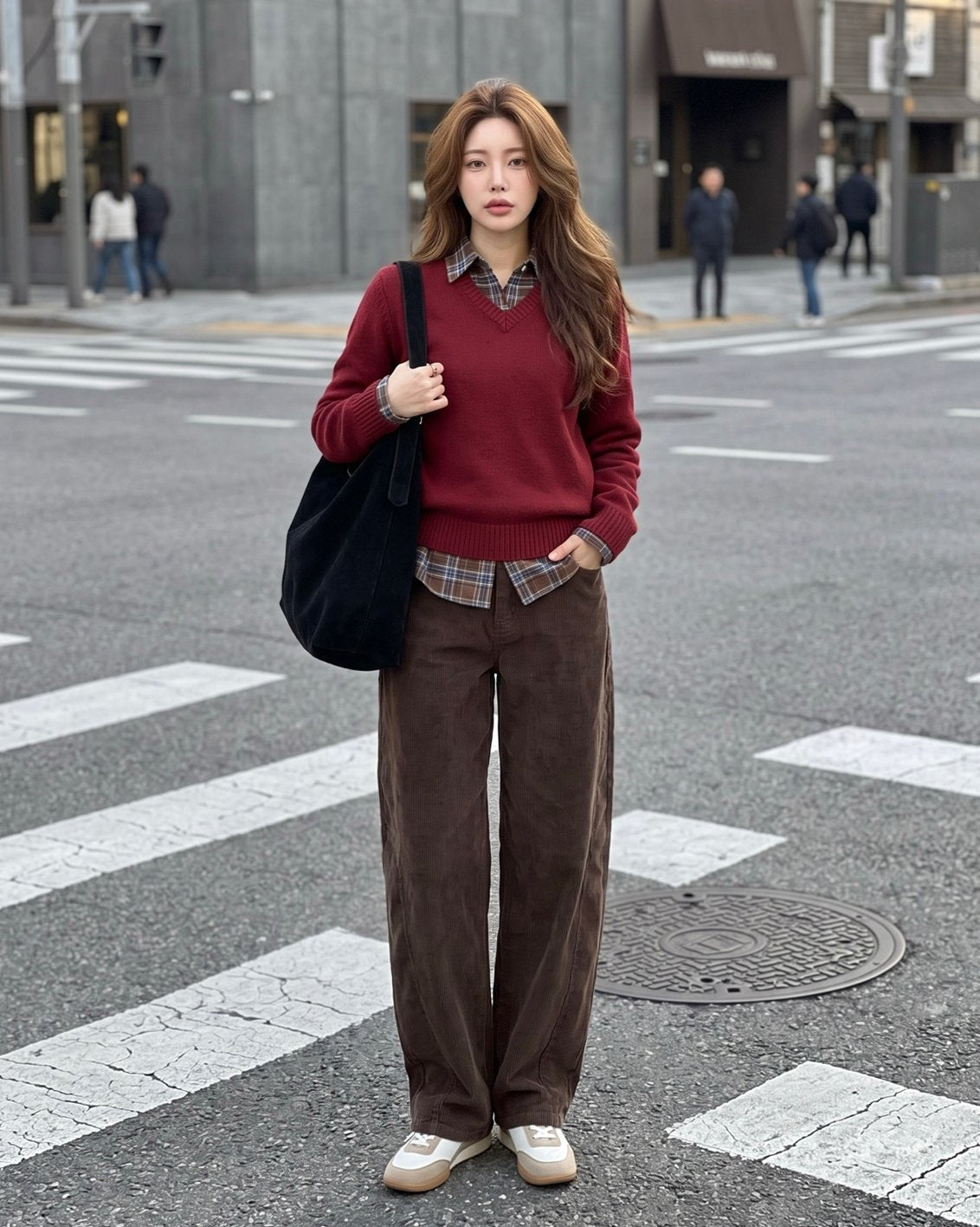 MOMS WEAR HOWLUK Corduroy curved pants (Fleece inside)
