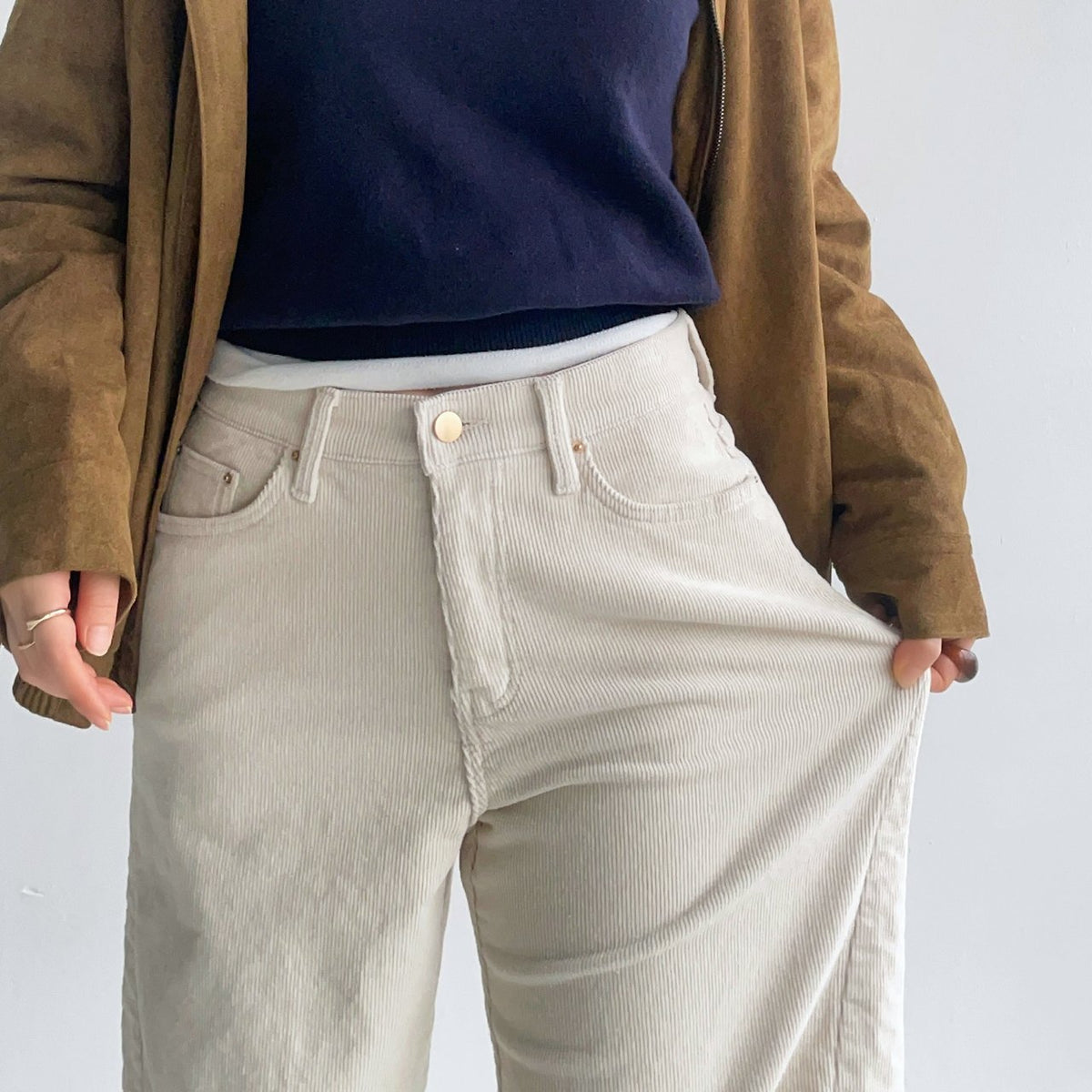 MOMS WEAR HOWLUK Corduroy curved pants (Fleece inside)
