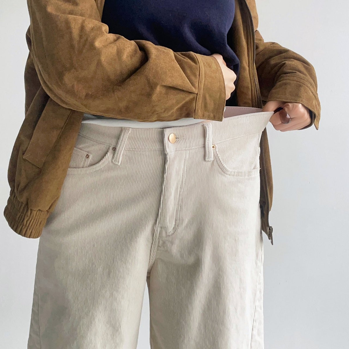 MOMS WEAR HOWLUK Corduroy curved pants (Fleece inside)