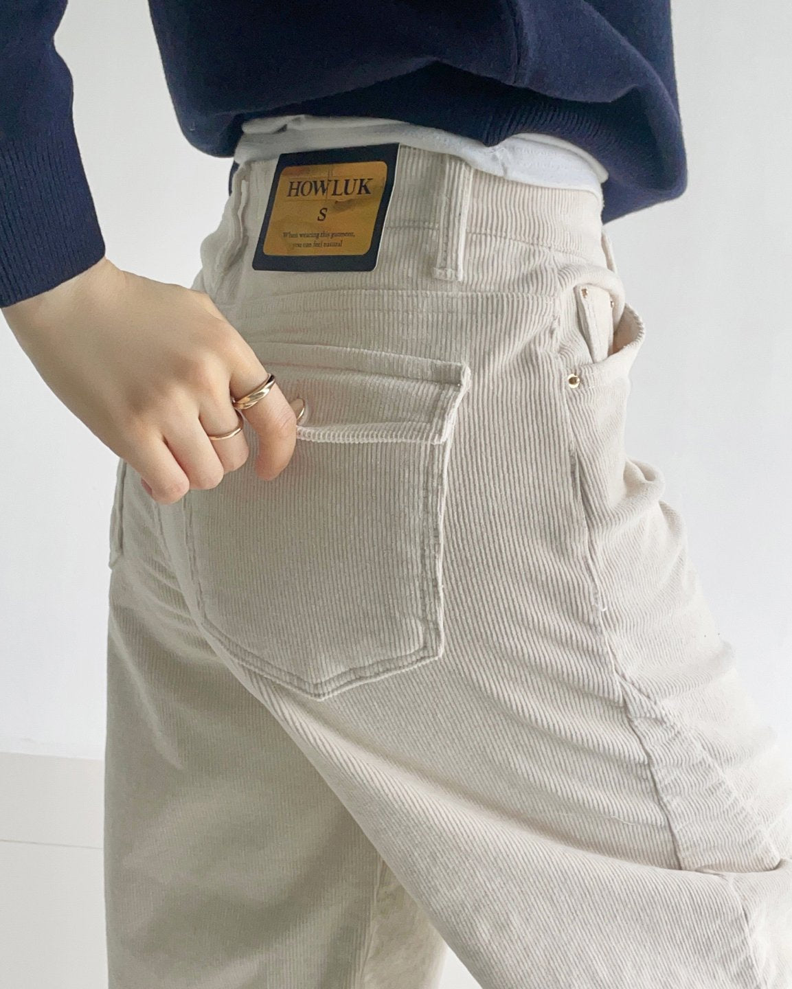 MOMS WEAR HOWLUK Corduroy curved pants (Fleece inside)