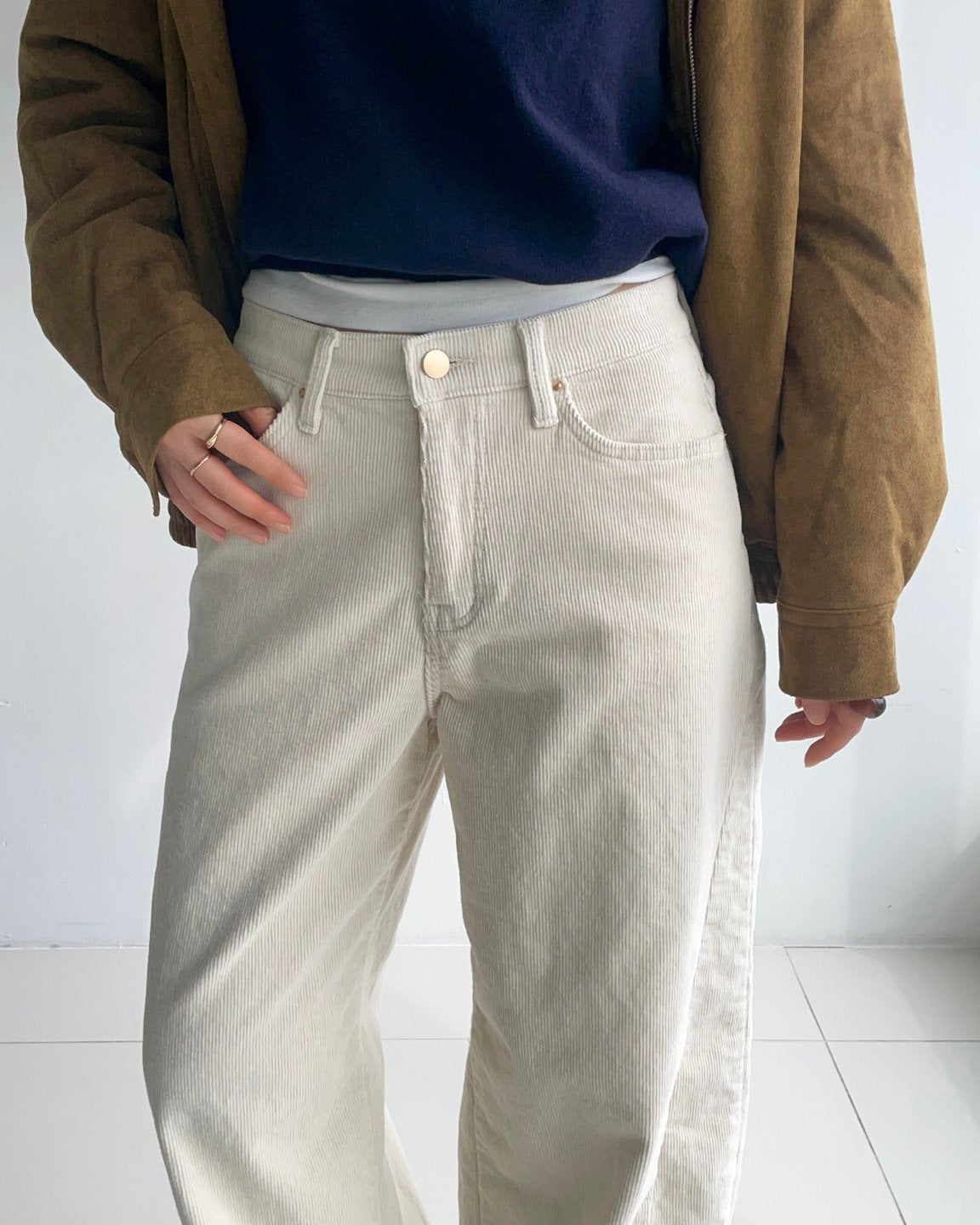 MOMS WEAR HOWLUK Corduroy curved pants (Fleece inside)