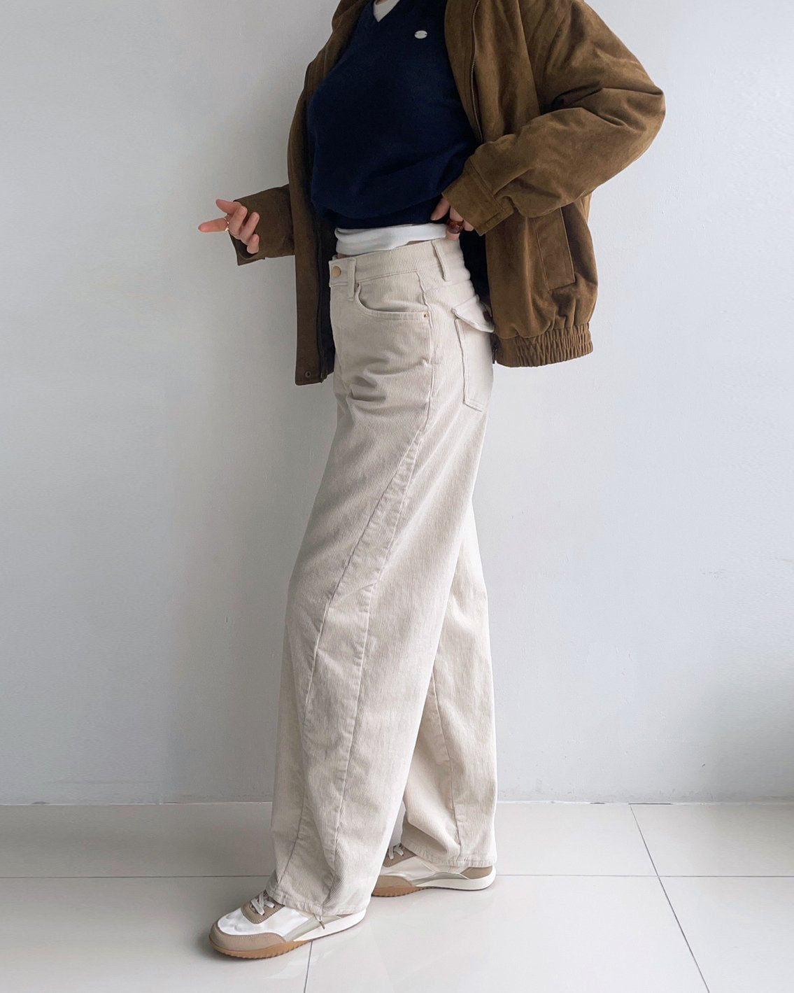 MOMS WEAR HOWLUK Corduroy curved pants (Fleece inside)