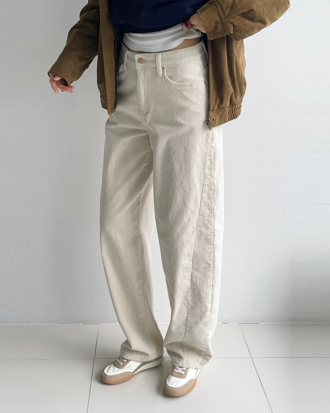 MOMS WEAR HOWLUK Corduroy curved pants (Fleece inside)