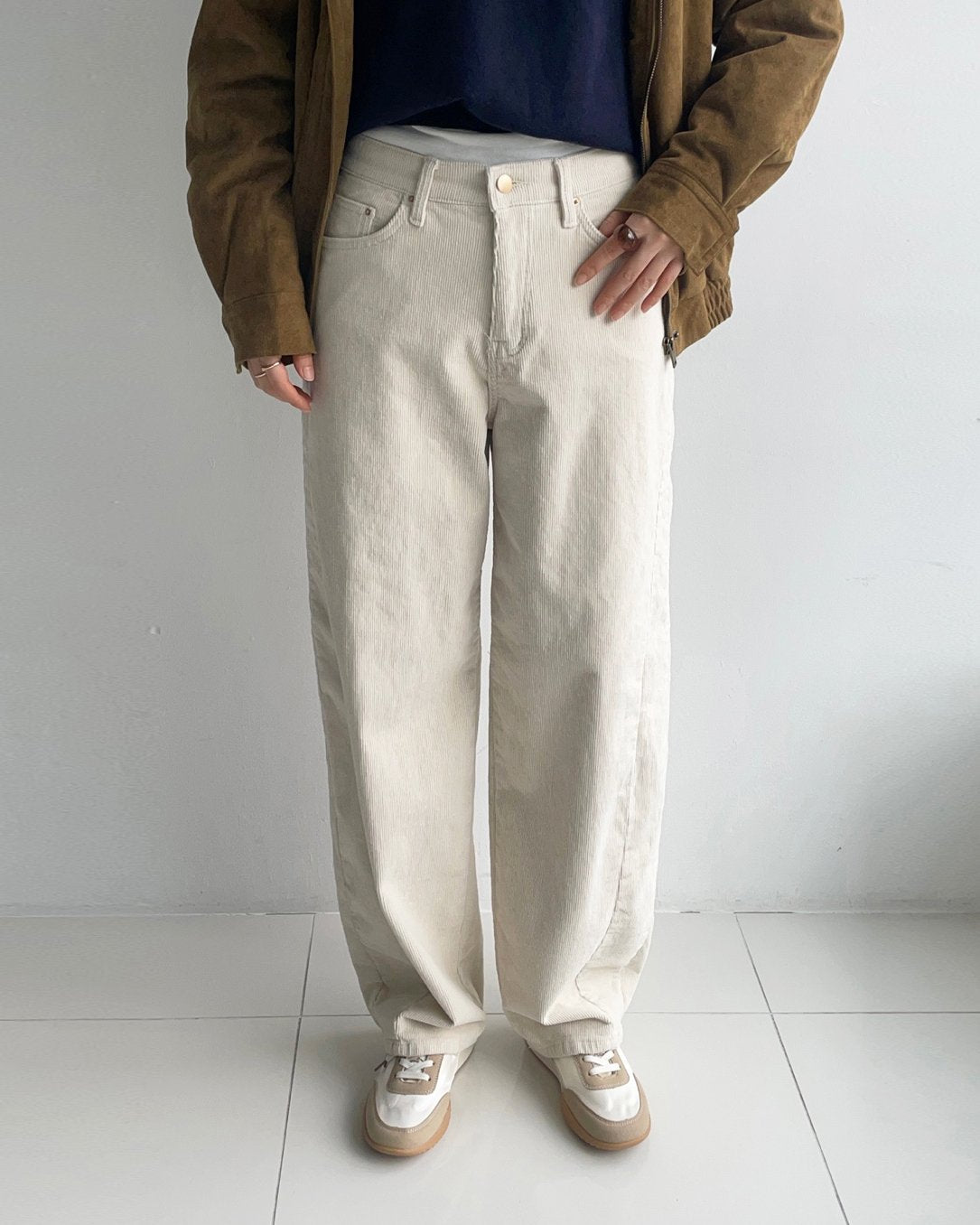 MOMS WEAR HOWLUK Corduroy curved pants (Fleece inside)