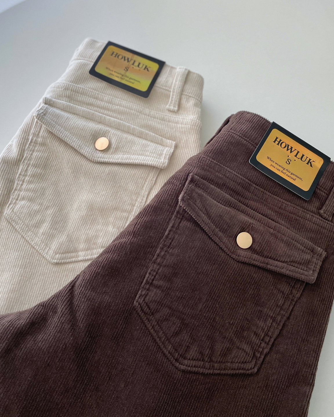 MOMS WEAR HOWLUK Corduroy curved pants (Fleece inside)