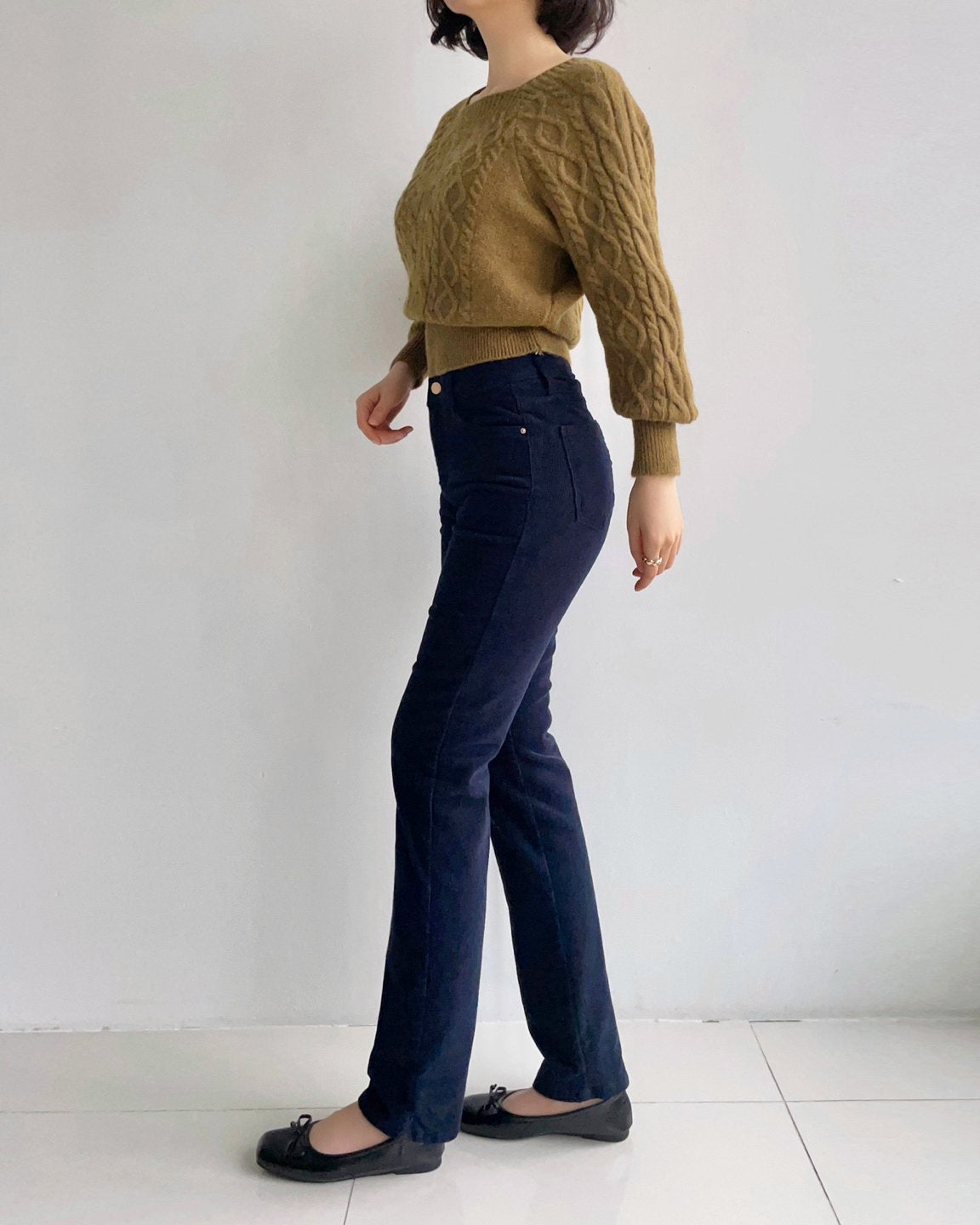 MOMS WEAR HOWLUK Corduroy span straight fit pants (Fleece inside)