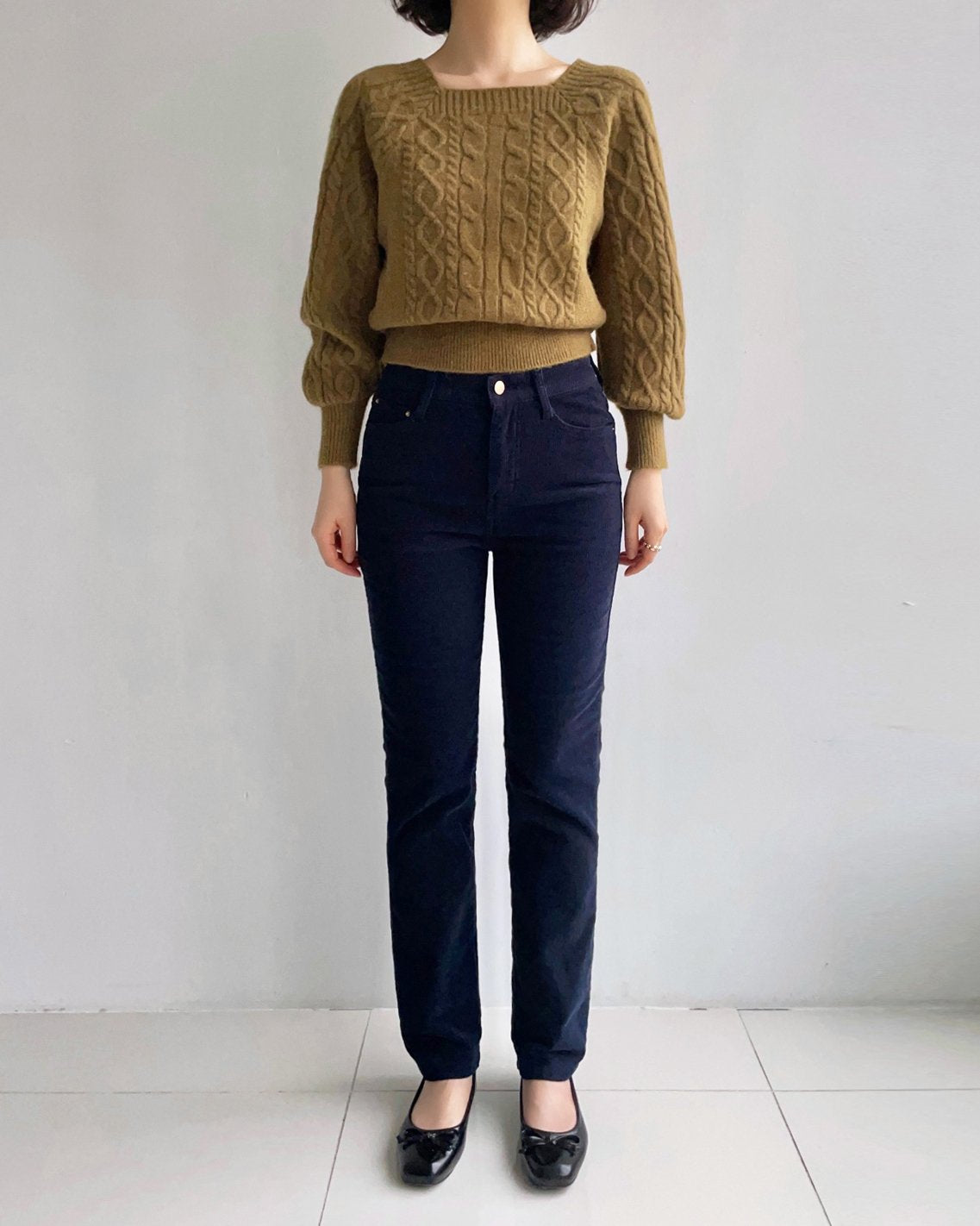 MOMS WEAR HOWLUK Corduroy span straight fit pants (Fleece inside)