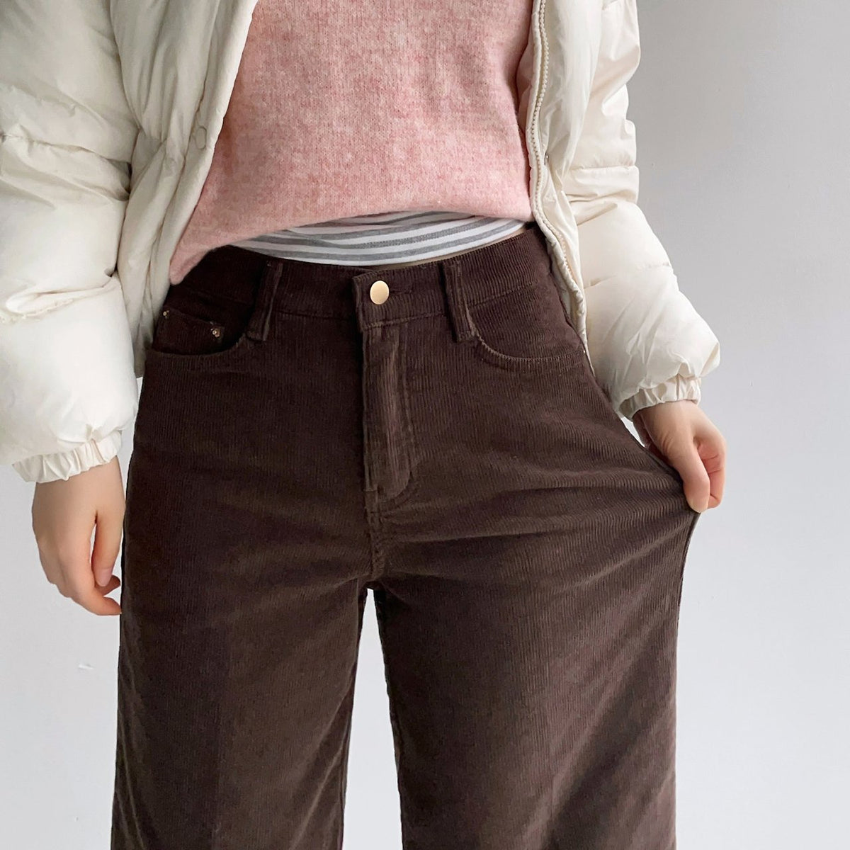 MOMS WEAR HOWLUK Wide crop corduroy pants (Fleece inside)