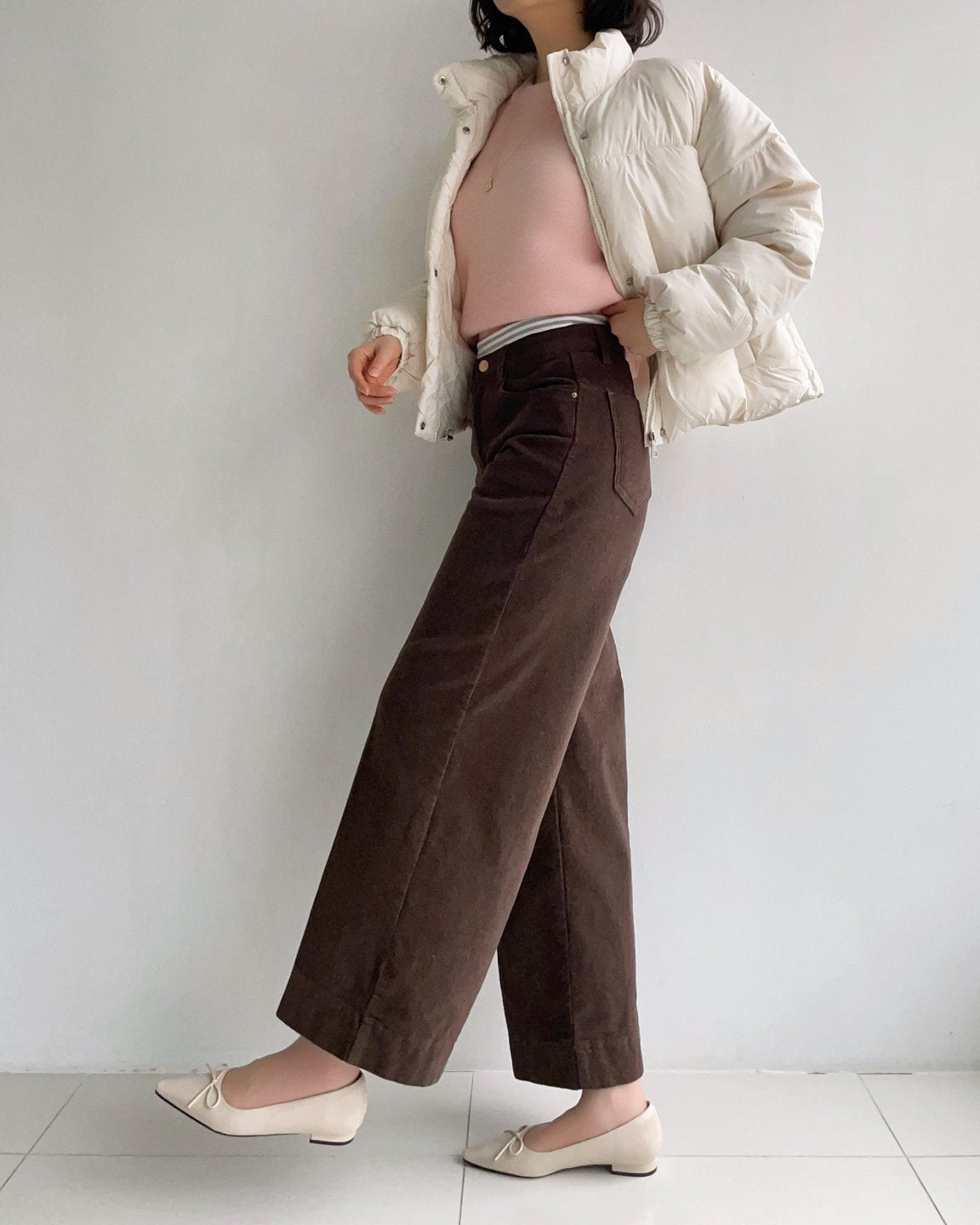 MOMS WEAR HOWLUK Wide crop corduroy pants (Fleece inside)