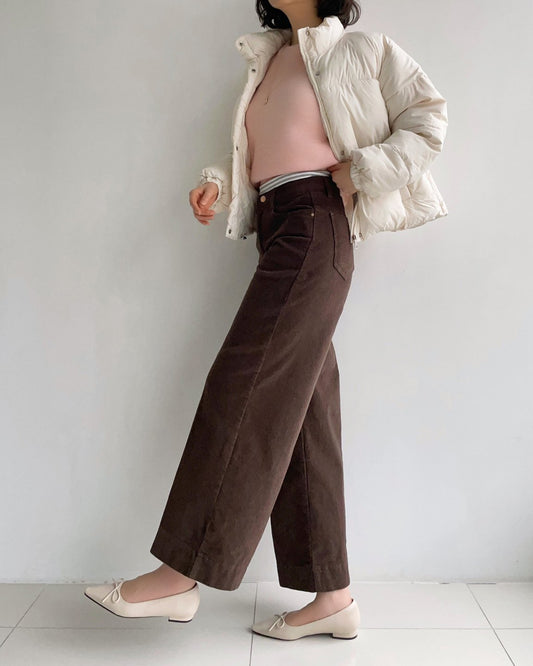 MOMS WEAR HOWLUK Wide crop corduroy pants (Fleece inside)